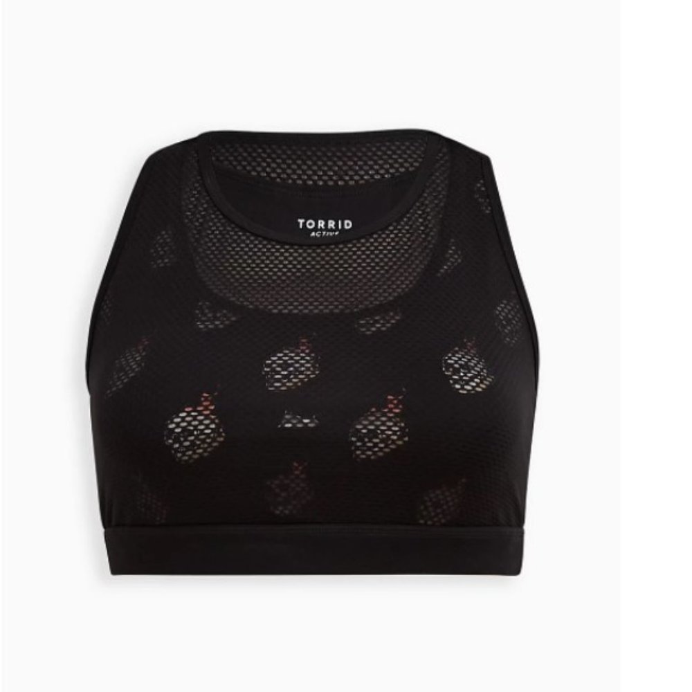 NWT Black Sports Bra with Flaming Skulls - Picture 5 of 5